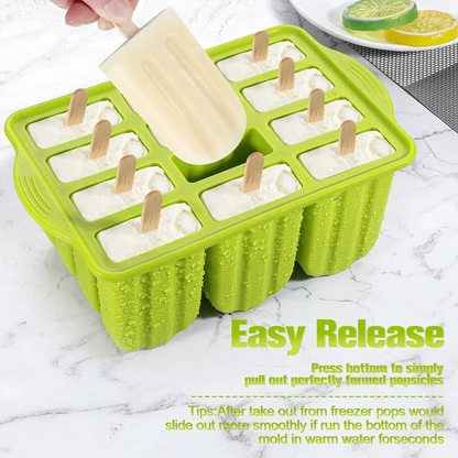 Moule à glace en silicone avec bâtonnets en bois