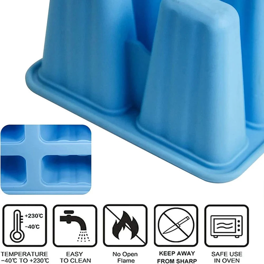 6 Moules à Glace en Silicone avec Poignée