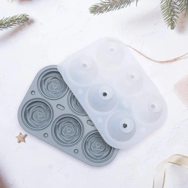 Moule à Glace Rose en Silicone, 6 Boules de Glace - Qualité Alimentaire GRAY / 18.5x12.8x5.7cm