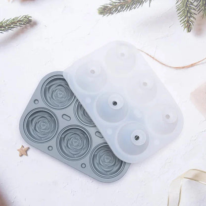 Moule à Glace Rose en Silicone, 6 Boules de Glace - Qualité Alimentaire GRAY / 18.5x12.8x5.7cm