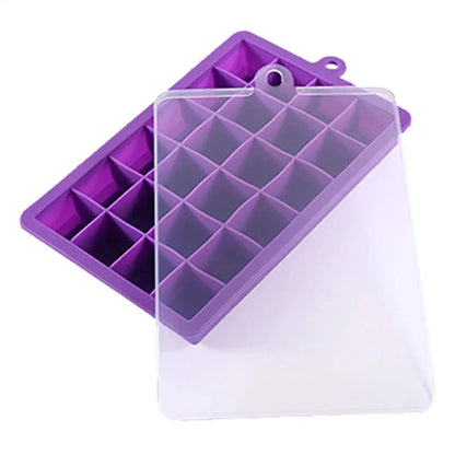 Bac à glaçons 24 compartiments - en silicone avec couvercle