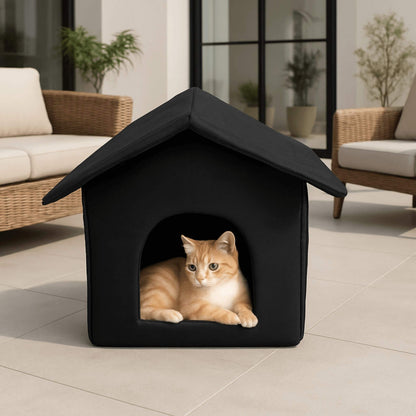 niche pour chat extérieur noire