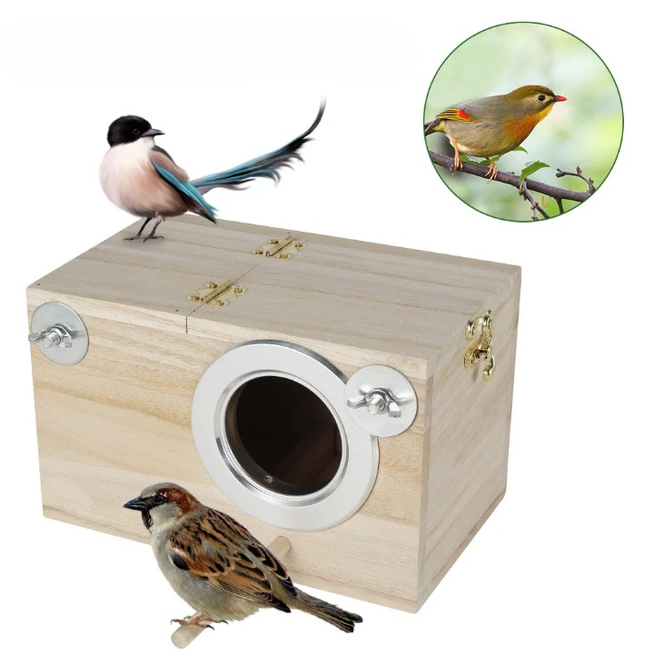 Nichoir d'Oiseau en Bois avec Fenêtre Ronde