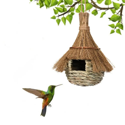Nichoir Tissé à la Main en Forme de Maison en Bois
