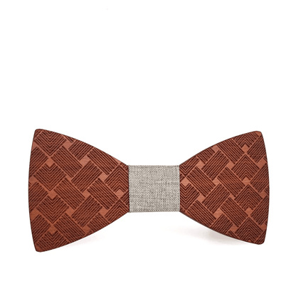Noeud Papillon Bois - Herringbone Gris
