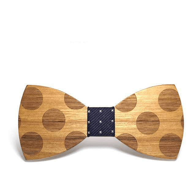 Liens Et Mouchoirs Bleu Marine/Pois Noeud Papillon Bois - Wolong