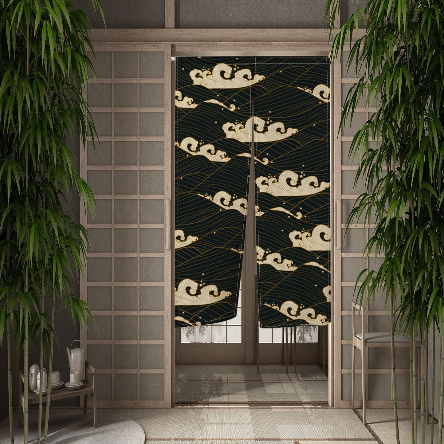 Noren Japonais ’Shizuka’ - Mer / 55x90cm