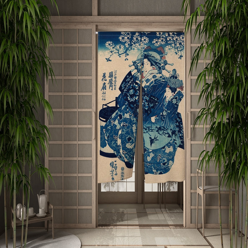 Noren Japonais ’Tsubaki’ - Geisha / 55x90cm