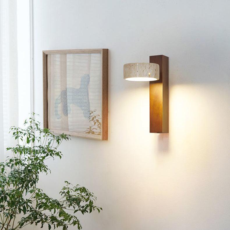 Applique Murale Wabi Sabi – Éclairage Minimaliste en Pierre et Bois