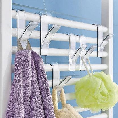 Organisateur de rangement pour radiateur de salle de bain blanc transparent - Coat Hook Eco-Friendly