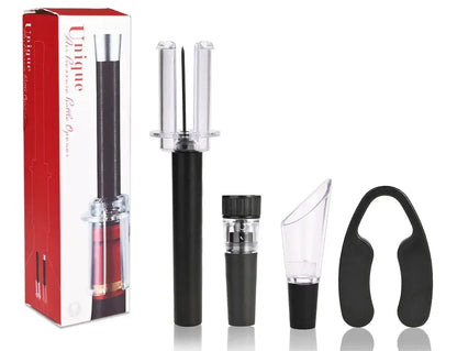 Ouvre-bouteille à vin sous pression air Pompe Vacuum Liège en Acier Inoxydable - Accessoire Cave à Vin 01-opener set