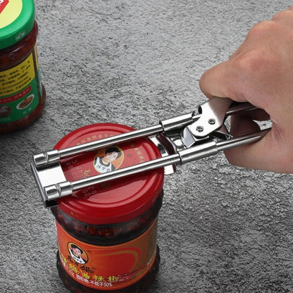 Ouvre-bouteille en acier inoxydable réglable antidérapant - Accessoire cuisine multifonction jarres et bouteilles