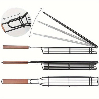 Panier à grillades Kebab en acier inoxydable antiadhésif - Pour Hot Dogs, Saucisses - BBQ portable et pratique