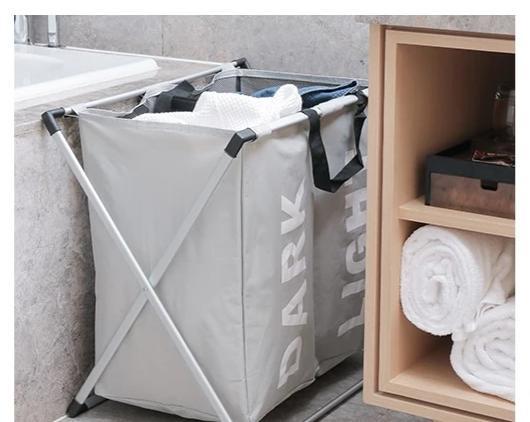 Panier à Linge 2 Compartiments Beige