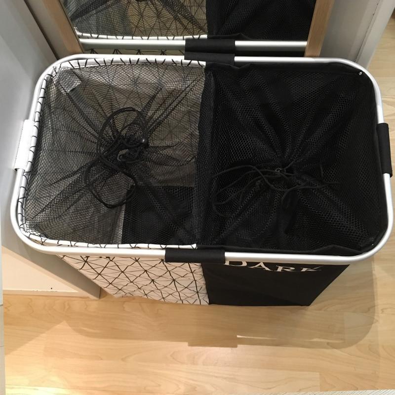 Panier à Linge 2 Compartiments Noir et Blanc