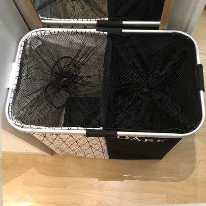 Panier à Linge 2 Compartiments Noir et Blanc