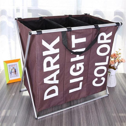Grand Panier  Linge 3 Compartiments Chocolat 