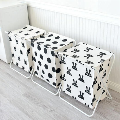 Panier à Linge Avec Couvercle en Tissu