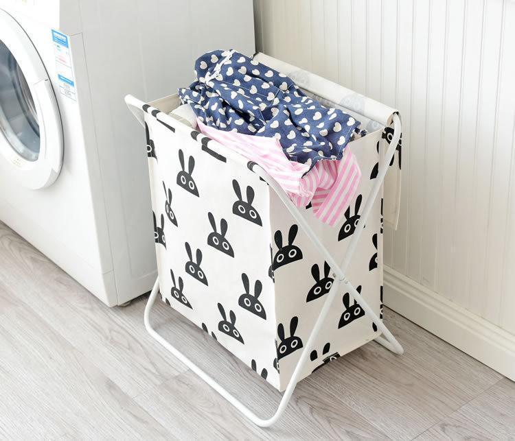 Panier à Linge Avec Couvercle en Tissu
