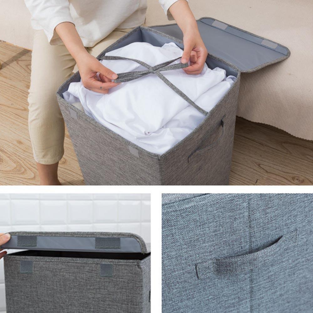 Panier à Linge Avec Couvercle Gris en Lin