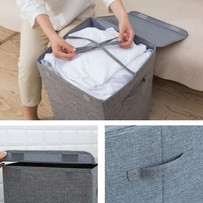 Panier à Linge Avec Couvercle Gris en Lin