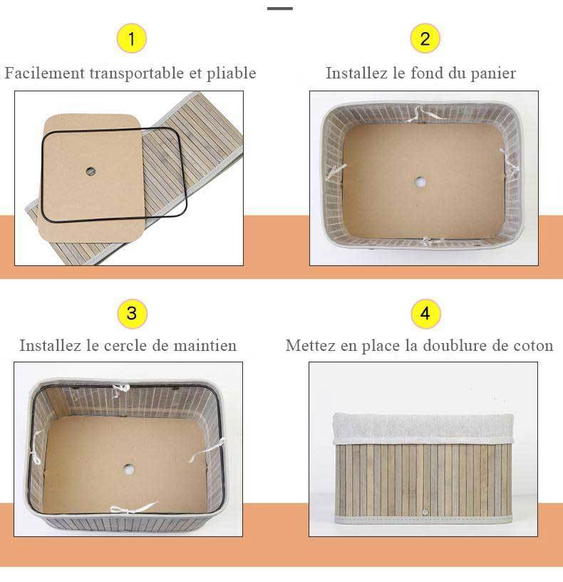 Panier à Linge Bambou Bébé Gris