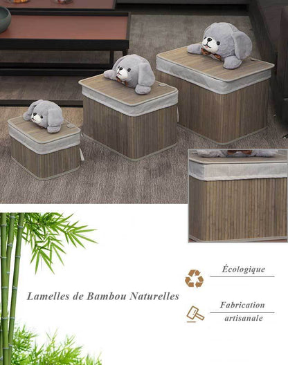 Panier à Linge Bambou Bébé Gris