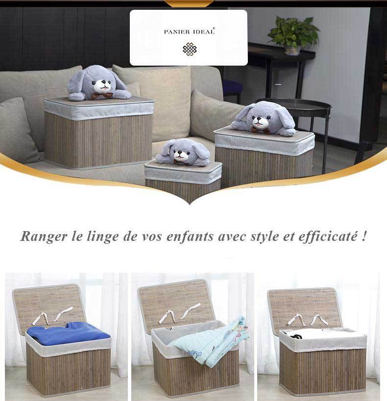 Panier à Linge Bambou Bébé Gris