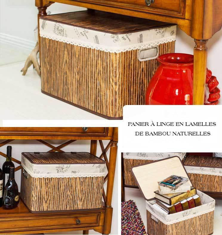 Panier à Linge Bambou en Lamelles Rétro