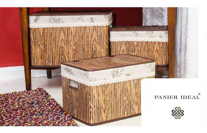 Panier à Linge Bambou en Lamelles Rétro
