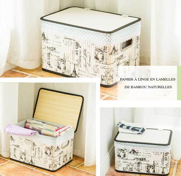 Panier à Linge Bambou Rectangulaire Style Paris