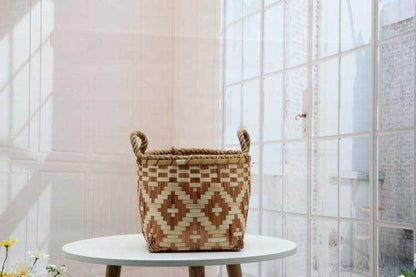 panier salle de bain bambou couleur café