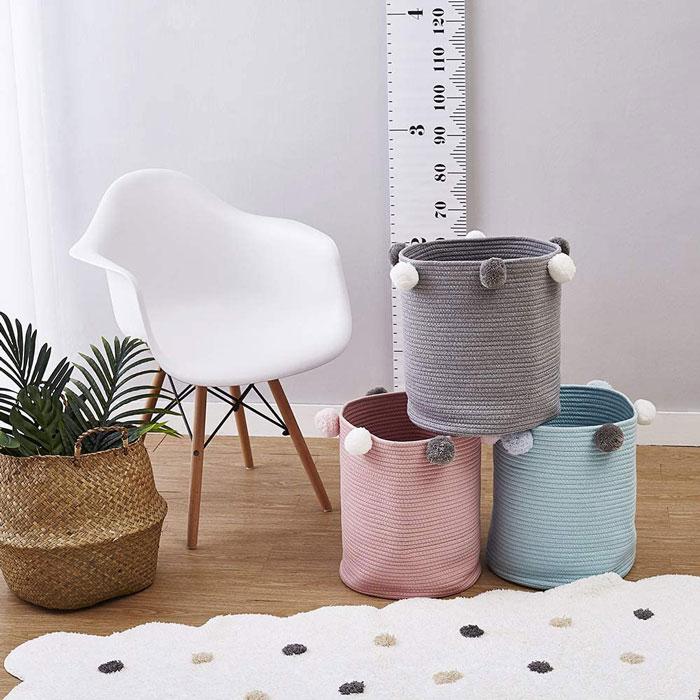 Panier à Linge Bébé Bleu Pastel