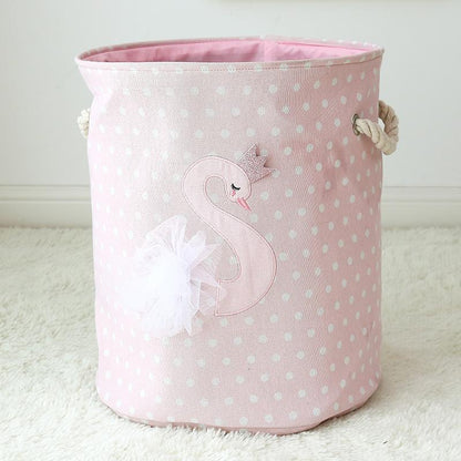 Panier à Linge Bébé Cygne Royal Rose