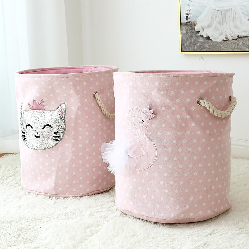 Panier à Linge Bébé Cygne Royal Rose