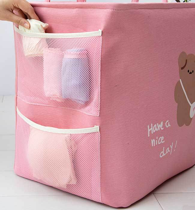 Panier à Linge Bébé Rectangle Rose