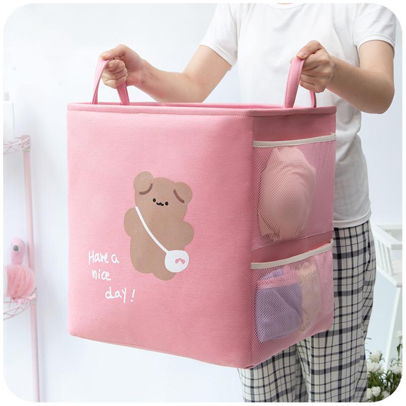 Panier à Linge Bébé Rectangle Rose