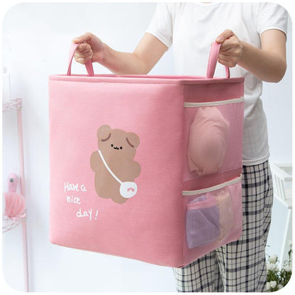 Panier à Linge Bébé Rectangle Rose