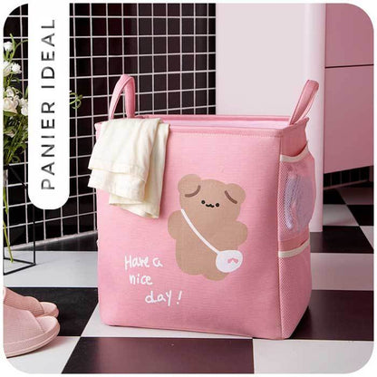 Panier à Linge Bébé Rectangle Rose