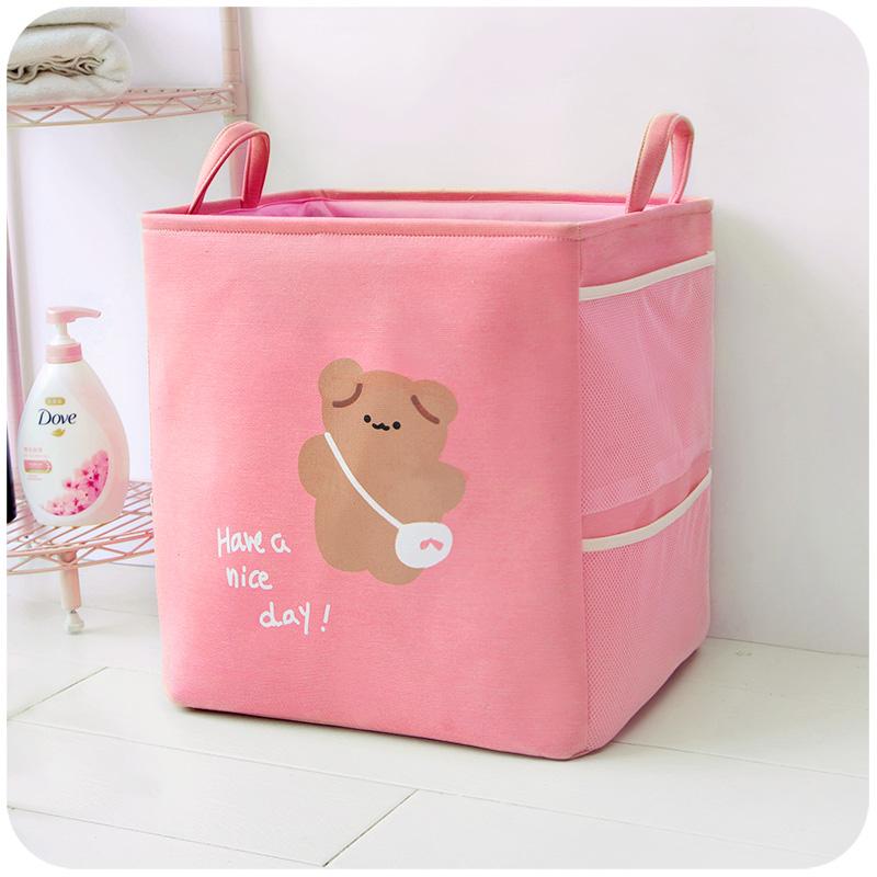 Panier à Linge Bébé Rectangle Rose