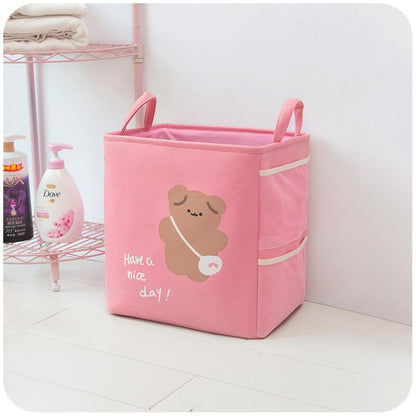 Panier Rectangle Rose pour le Linge Bébé 