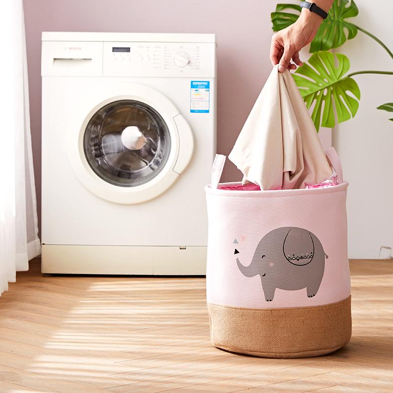 Panier à Linge Bébé Rose Éléphanteau