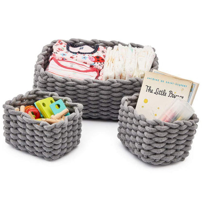 Panier à Linge Design au Crochet Gris