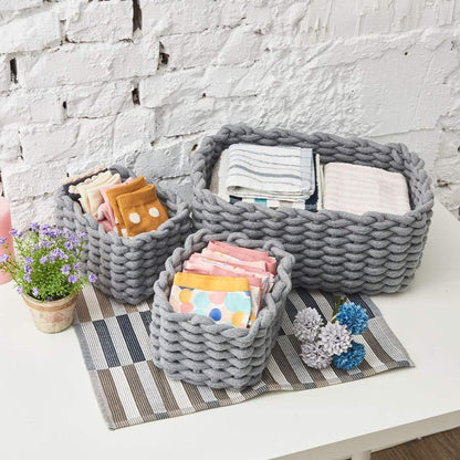 Panier à Linge Design au Crochet Gris