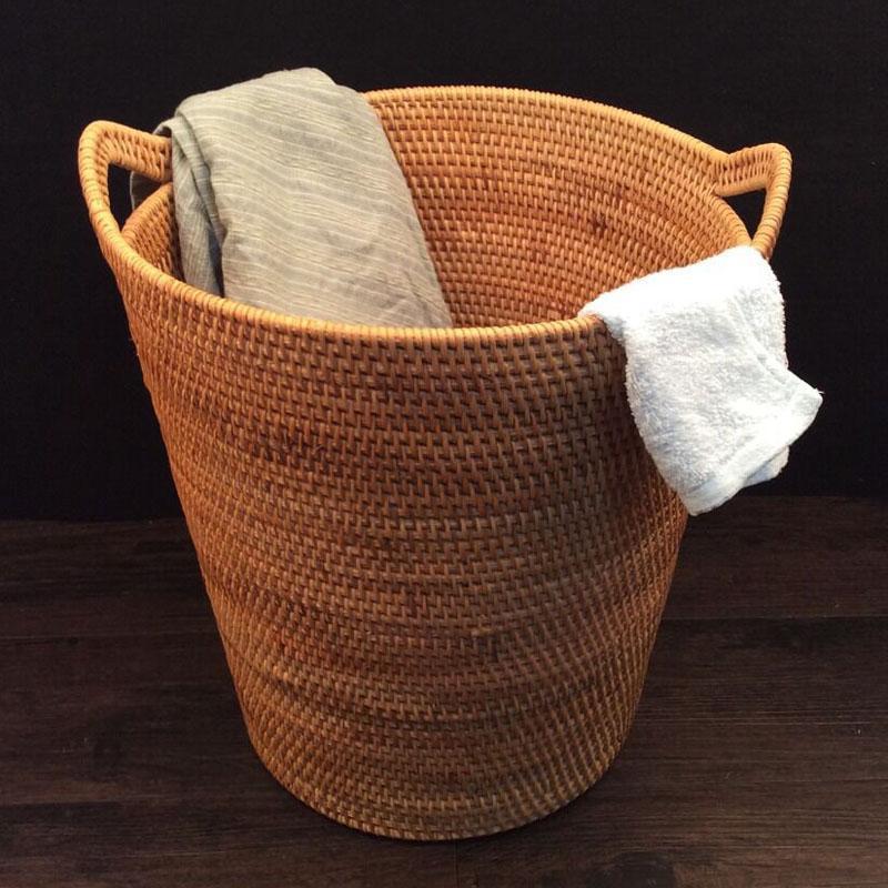 Panier à Linge Design  Bambou Tressé à la Main