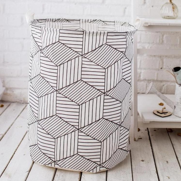 Panier à Linge Design à Carreaux Rayés
