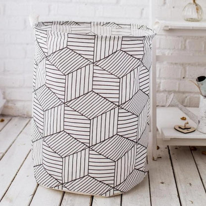 Panier à Linge Design à Carreaux Rayés