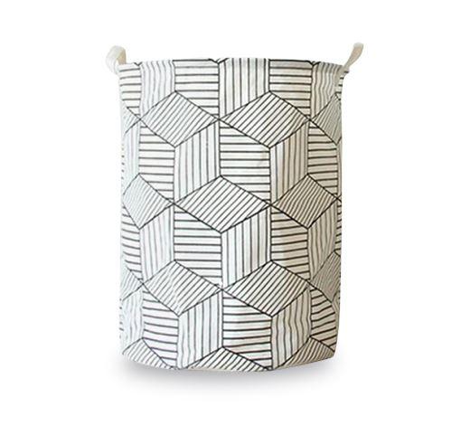 Panier à Linge Design à Carreaux Rayés