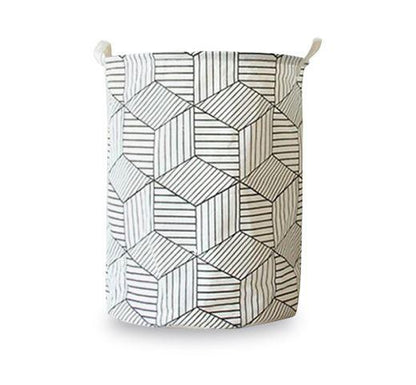 Panier à Linge Design à Carreaux Rayés