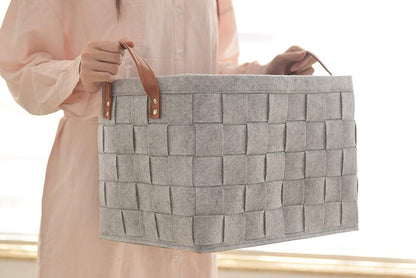 Panier à Linge Design Gris Feutre de Laine